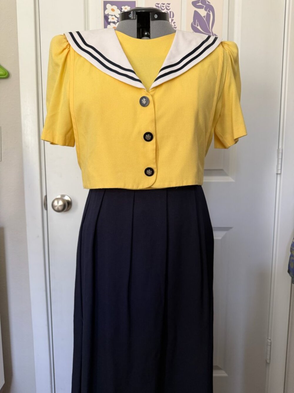 Vintage Miss Dorby Yellow Dress Size 14